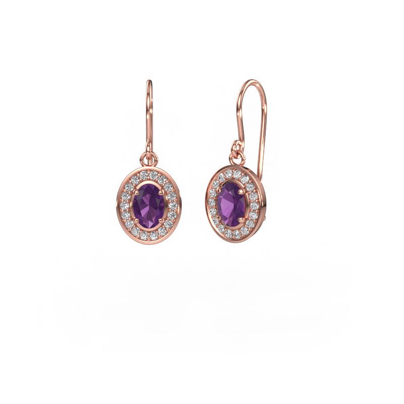 Pendants d'oreilles Layne 1 585 or rose améthyste 6.5x4.5 mm
