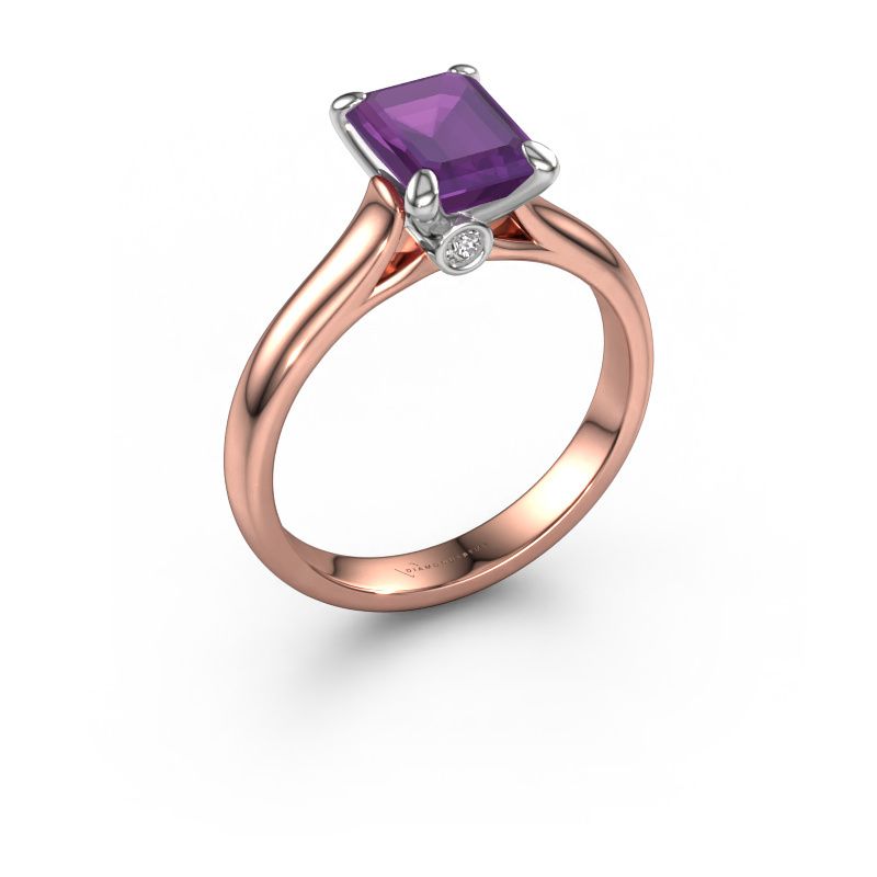 Verlovingsring Valorie eme 1 585 rosé goud amethist 9x7 mm