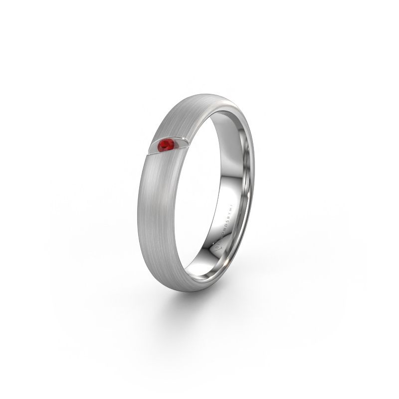 Trouwring WH0176L34AP 950 platina robijn ±4x1.7 mm