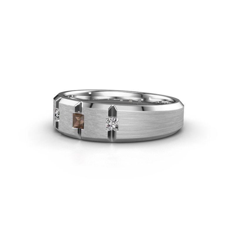 Image of Men's ring justin<br/>950 platinum<br/>Smokey quartz 2.5 mm