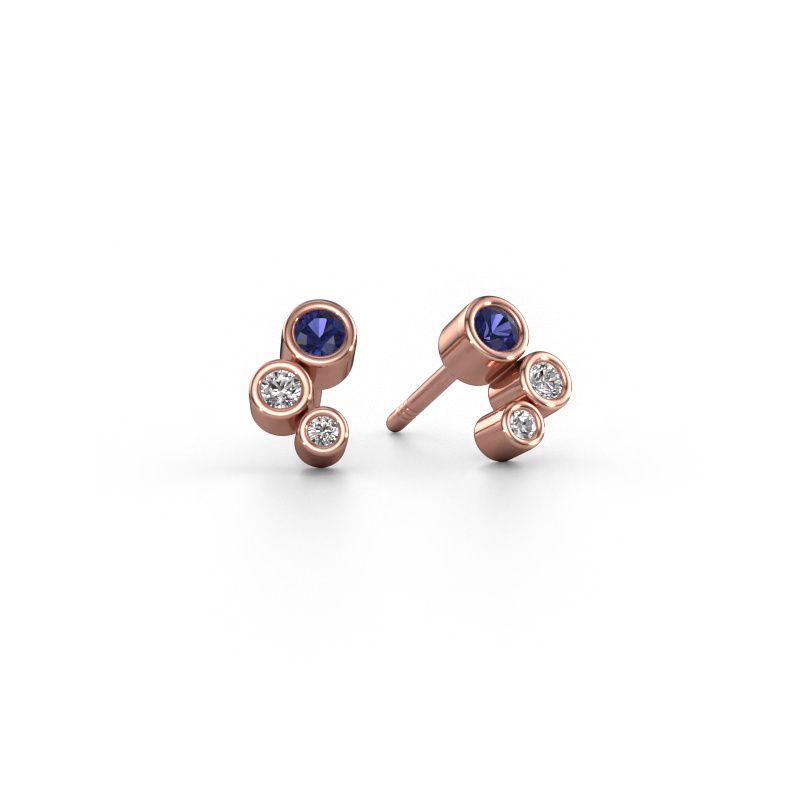 Clous d'oreilles Marlys 585 or rose saphir 2.5 mm