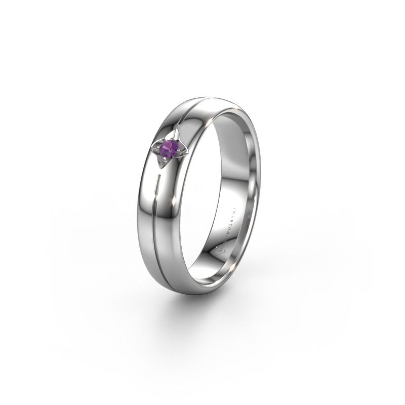 Wedding ring WH0221L35X 585 white gold amethyst ±5x1.5 mm