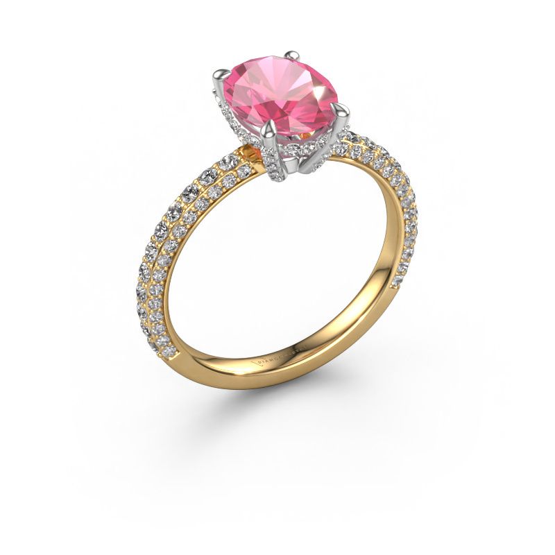 Engagement ring Saskia 2 OVL 585 gold pink sapphire 9x7 mm