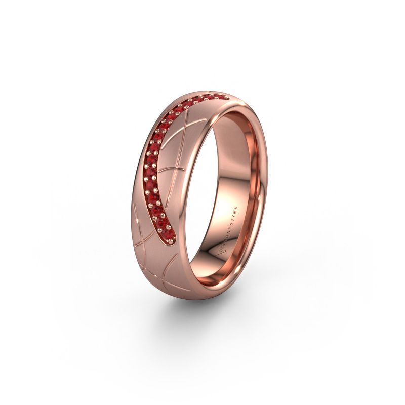Trouwring WH2060L36CM 585 rosé goud robijn ±6x2.2 mm