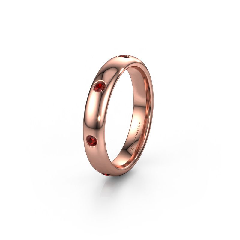 Wedding ring WH0105L34BP 585 rose gold garnet ±4x2 mm