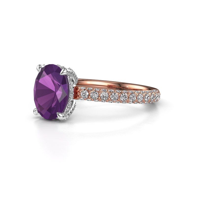 Image of Engagement ring saskia 2 ovl<br/>585 rose gold<br/>Amethyst 9x7 mm