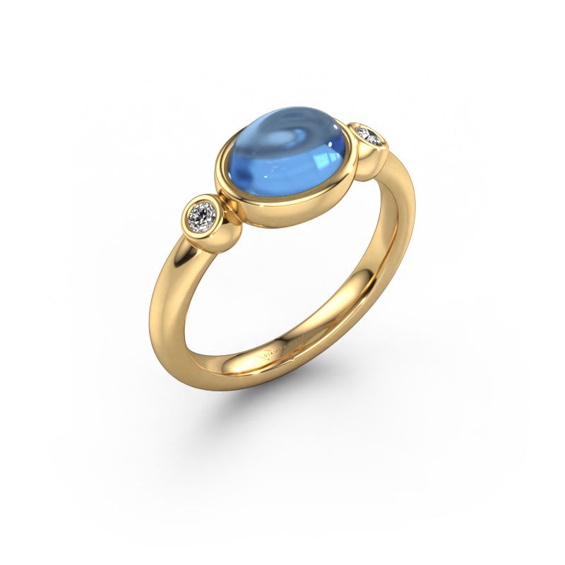 Ring Liane 585 gull blå topas 7x5 mm
