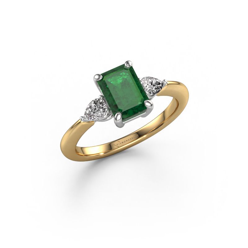 Engagement ring Chanou EME 585 gold emerald 7.5x5.5 mm