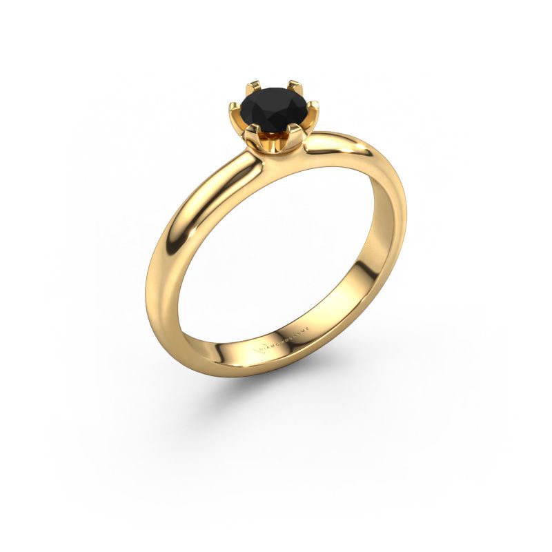 Bague de fiançailles Lorretta 585 or jaune diamant noir 0.48 crt