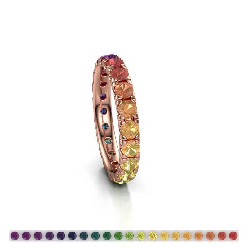Image of Stackable Ring Jackie 3.0<br/>585 rose gold<br/>Rainbow Sapphire 1 3 Mm