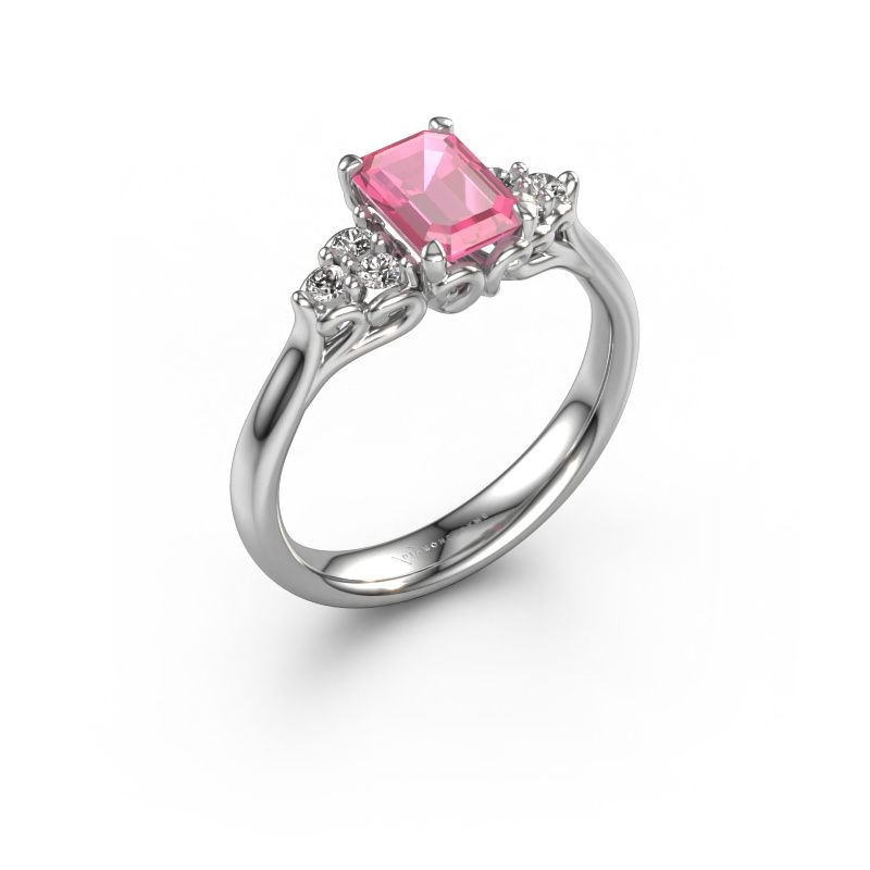 Engagement ring Myrna EME 585 white gold pink sapphire 6x4 mm