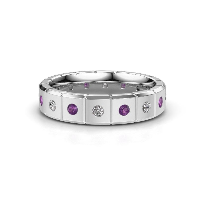 Afbeelding van Huwelijksring WH2055L15DP 585 witgoud amethist ±5x2.4 mm