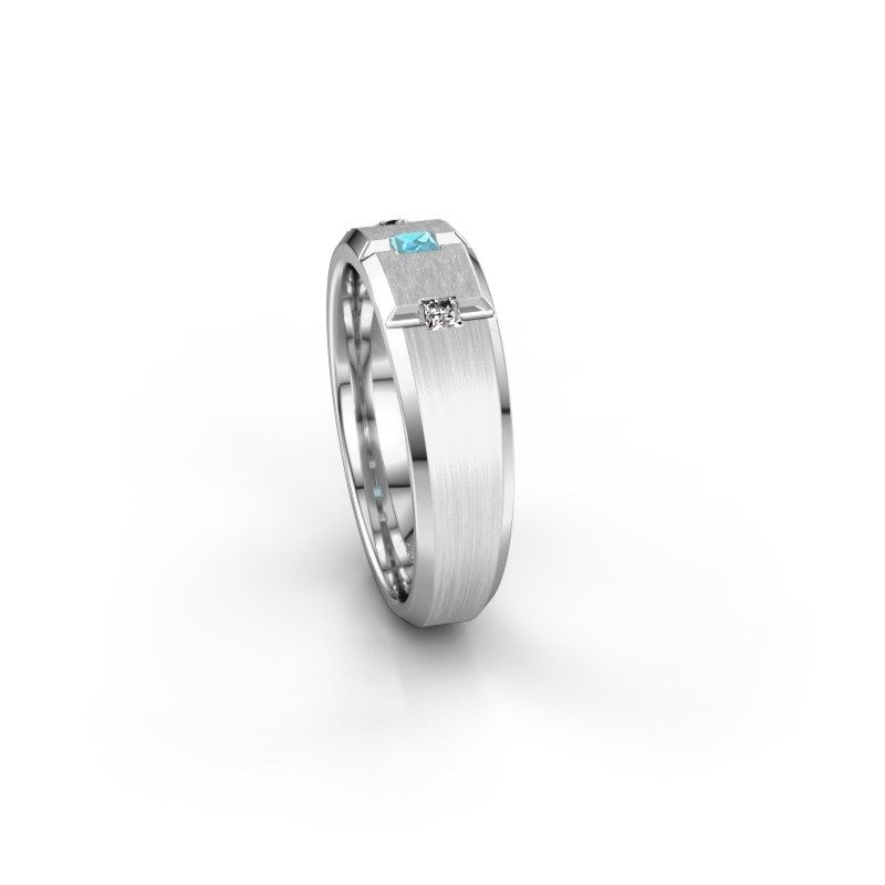 Image of Men's ring Justin 585 white gold blue topaz 2.5 mm