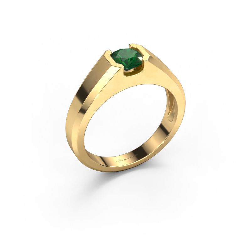 Men's ring Indigo 585 gold emerald 6 mm