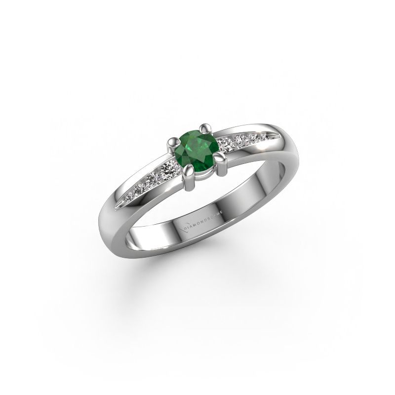 Verlovingsring Zohra 950 platina smaragd 4 mm
