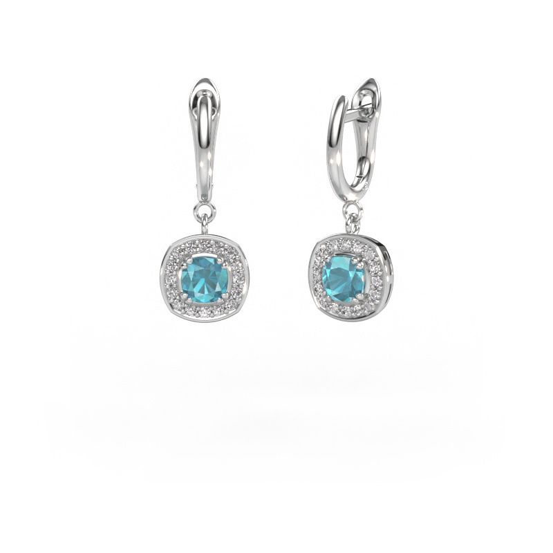 Pendants d'oreilles Marlotte 1 950 platine topaze bleue 5 mm