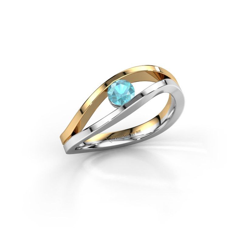 Image of Ring Sigrid 1<br/>585 white gold<br/>Blue topaz 4 mm