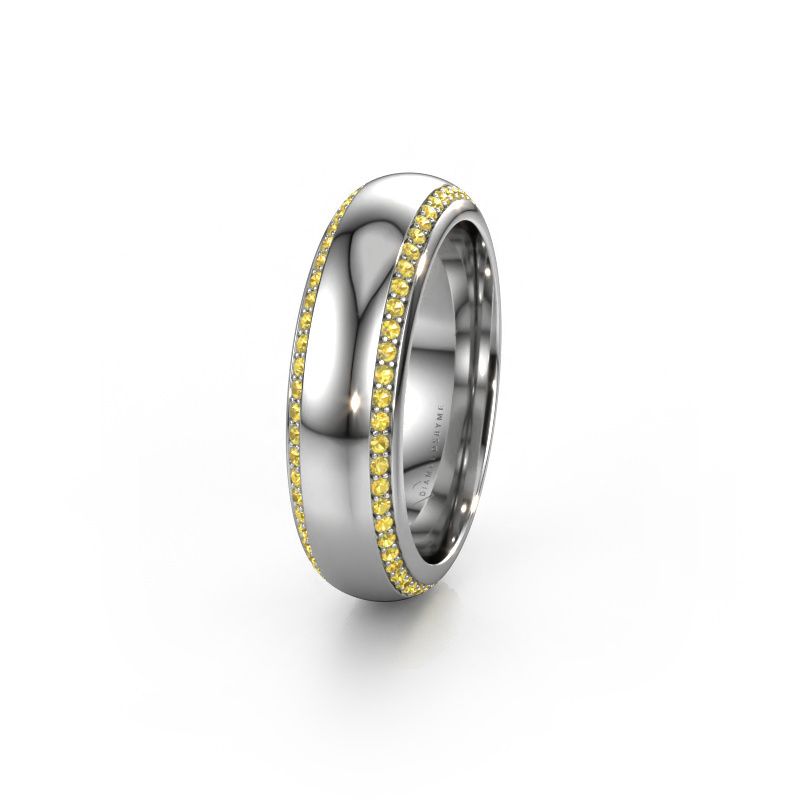 Trouwring WH6132L36C 950 platina gele saffier ±6x2.2 mm