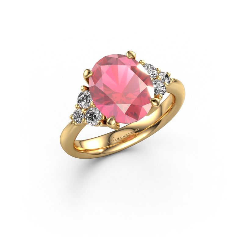 Engagement ring Aleida OVL 1 585 gold tourmaline pink 9x7 mm