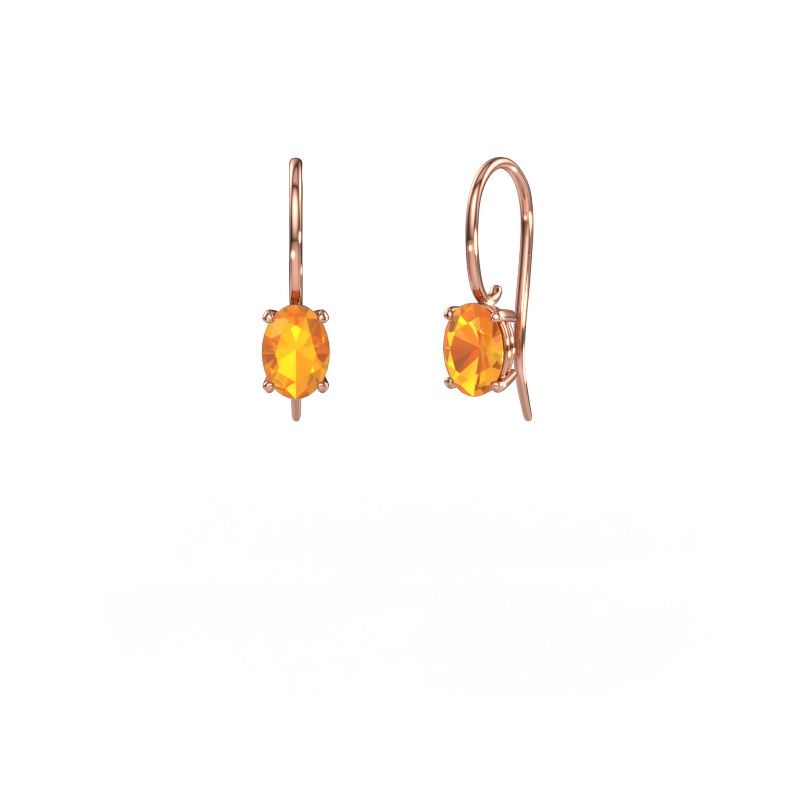 Pendants d'oreilles Cleo OVL 585 or rose citrine 7x5 mm