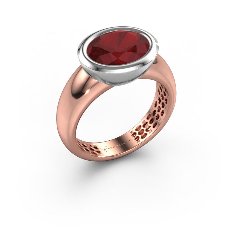 Bague Evelyne 585 or rose rubis 10x8 mm
