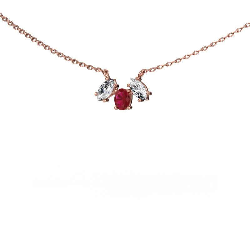 Kette Rachal 585 Roségold Rubin 4x3 mm