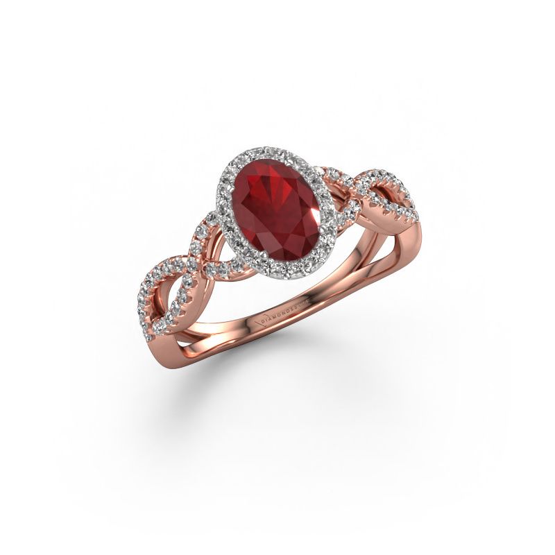 Verlobungsring Dionne ovl 585 Roségold Rubin 7x5 mm