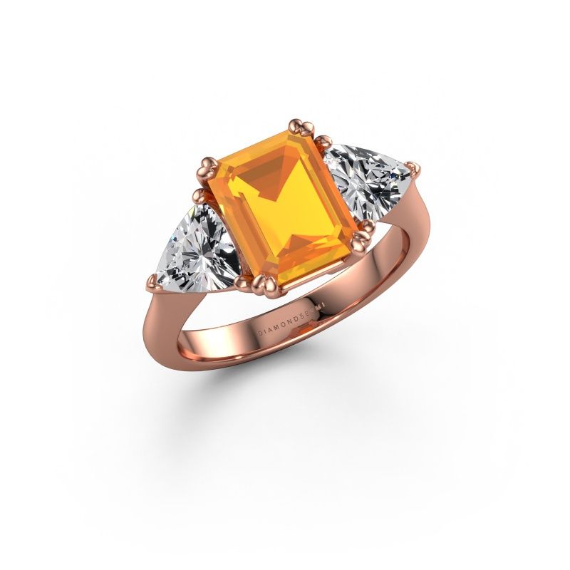 Bague de fiançailles Paula 585 or rose citrine 9x7 mm