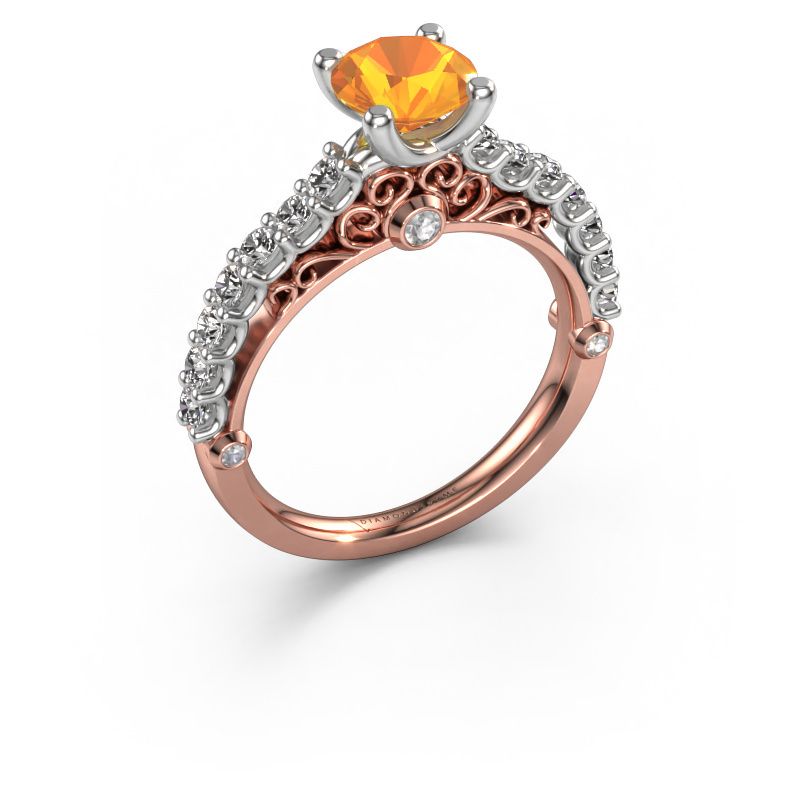Verlobungsring Shaunda 585 Roségold Citrin 6 mm