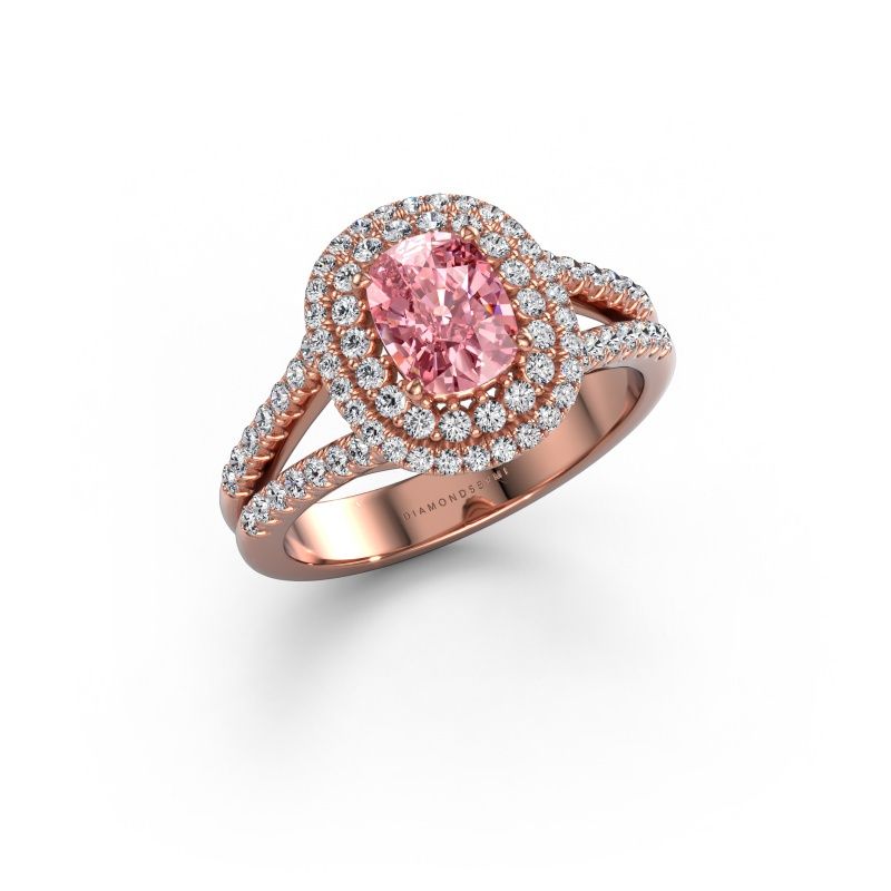 Engagement ring Elvie CSH 585 rose gold pink lab grown diamond 6.8x5.2 mm