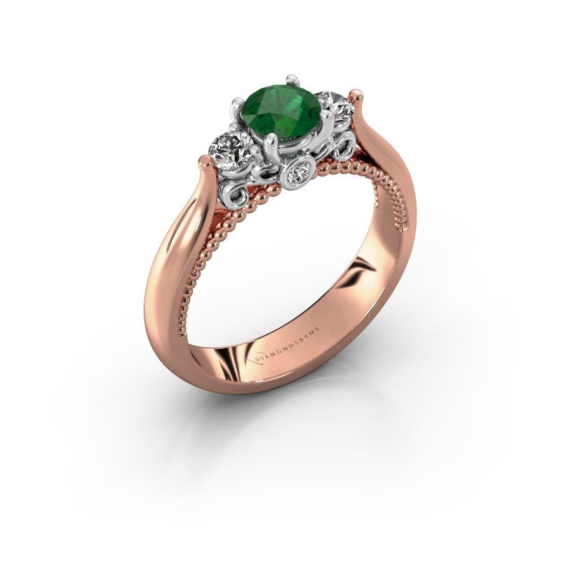 Afbeelding van Verlovingsring Tiffani<br/>585 rosé goud<br/>Smaragd 5 mm