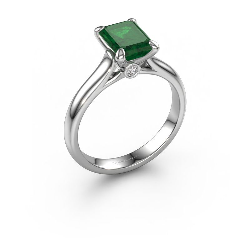Engagement ring Valorie eme 1 950 platinum emerald 9x7 mm