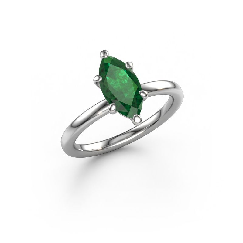 Engagement ring Simone MRQ 1 585 white gold emerald 11x5.5 mm