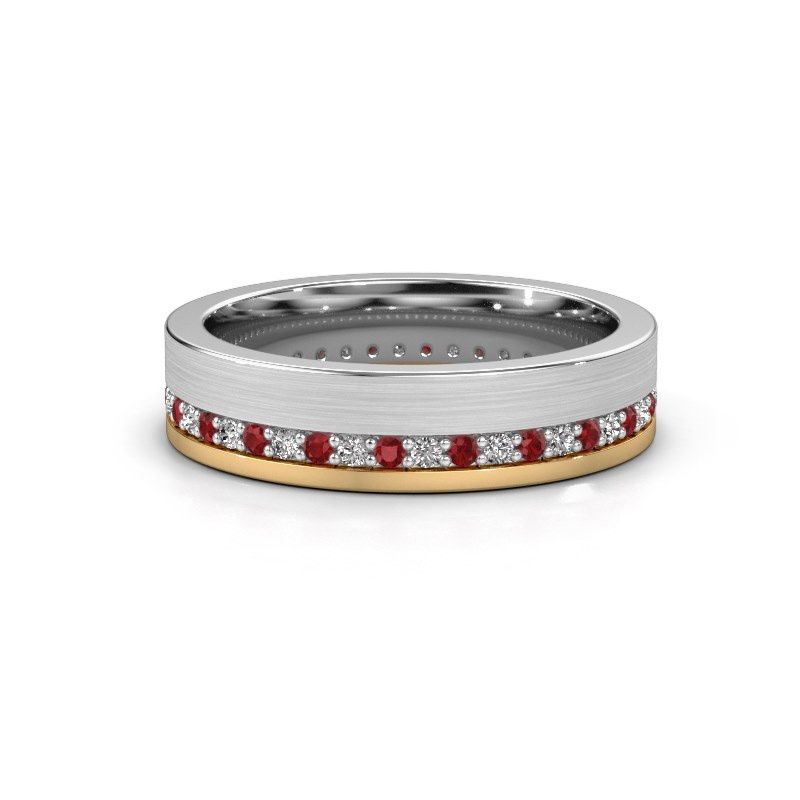 Image of Wedding ring WH0303L15BPM<br/>585 white gold ±5x2 mm<br/>Ruby 1.3 mm