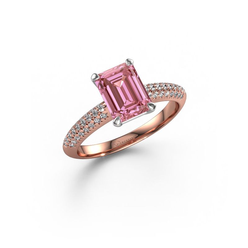 Engagement ring Morane EME 585 rose gold pink lab grown diamond 8x6 mm