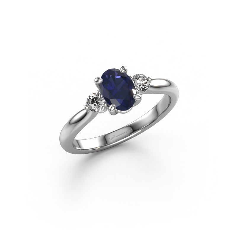Verlovingsring Lieselot OVL 950 platina saffier 7x5 mm