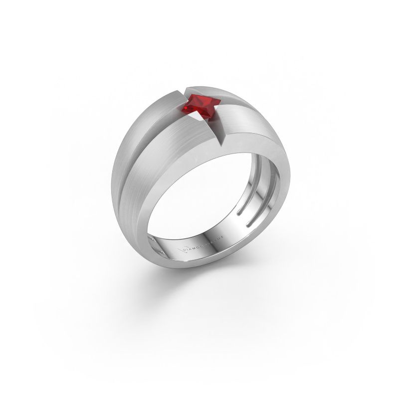 Heren ring Rens 585 witgoud robijn 3.5 mm