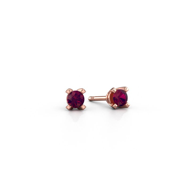 Stud earrings Isa 585 rose gold rhodolite 5 mm