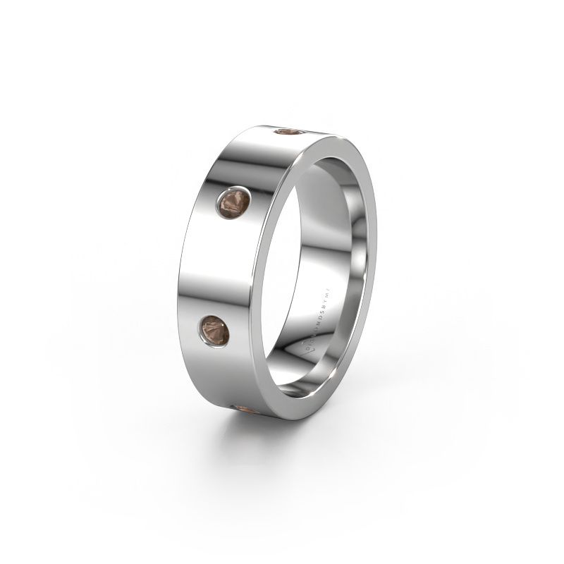 Wedding ring WH0105L16BP 950 platinum smokey quartz 2.4 mm ±6x2 mm