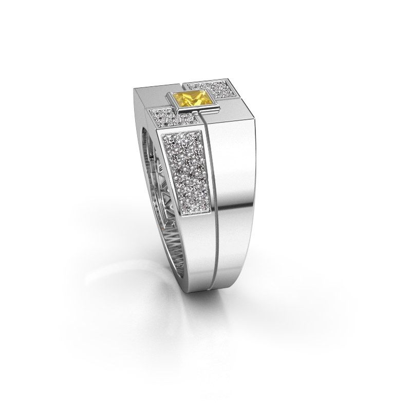 Afbeelding van Heren ring Rogier<br/>950 platina<br/>Gele saffier 4 mm
