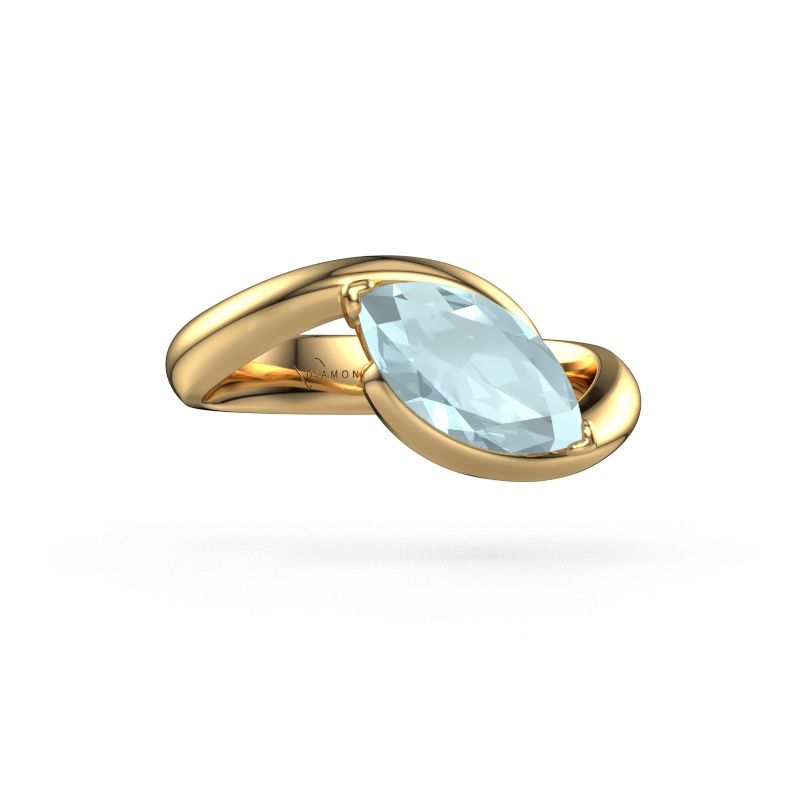 Bague de fiançailles Aida MRQ 585 or jaune aigue-marine 11x5.5 mm