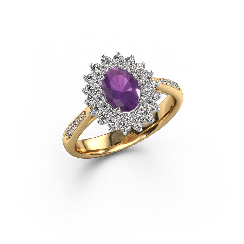 Engagement ring Alina 2 585 gold amethyst 7x5 mm