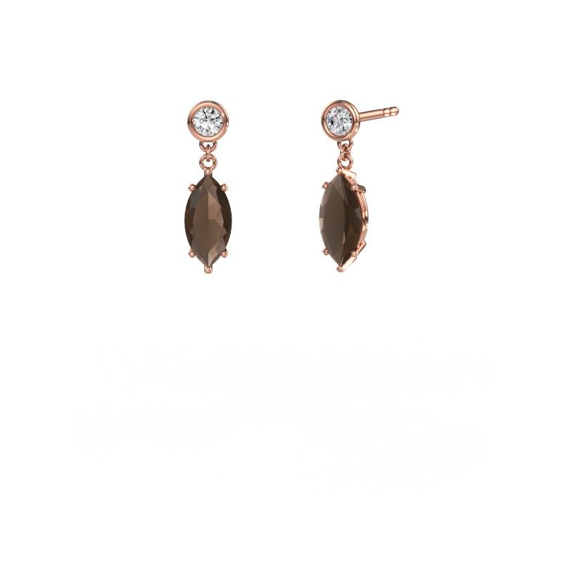 Pendants d'oreilles Lacey MRQ 585 or rose quartz fumé 10x5 mm