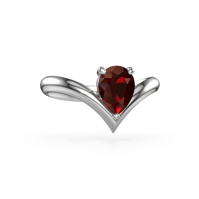 Verlobungsring Maddy PER 950 Platin Granat 8x6 mm