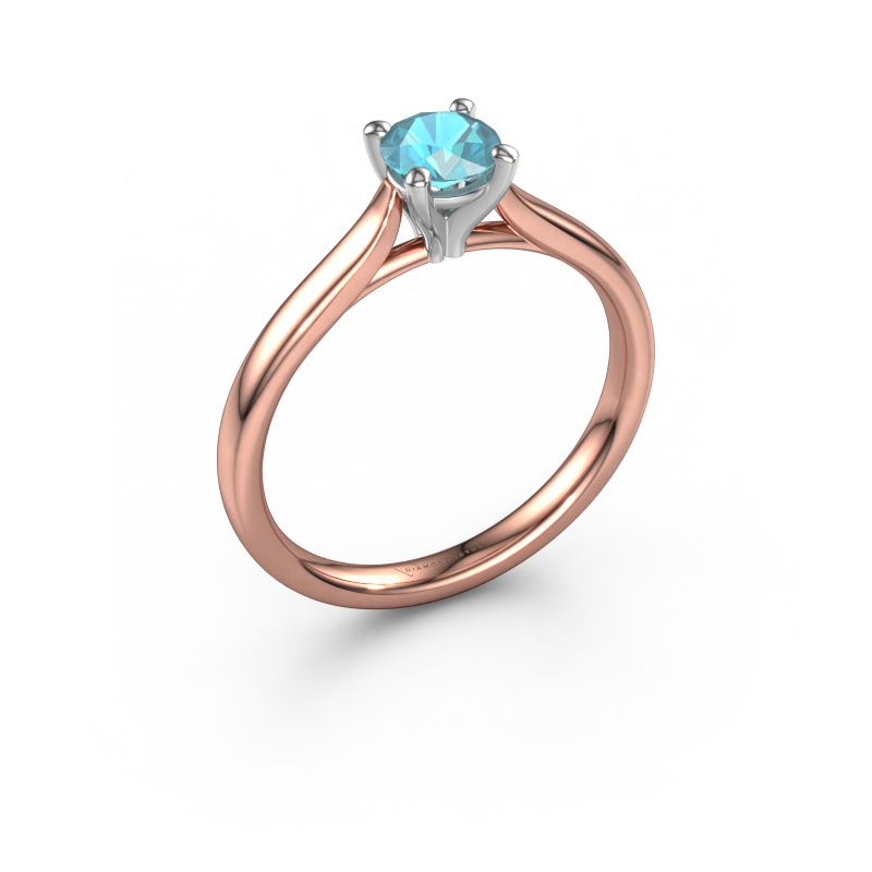 Bague de fiançailles Mignon RND 1 585 or rose topaze bleue 5 mm