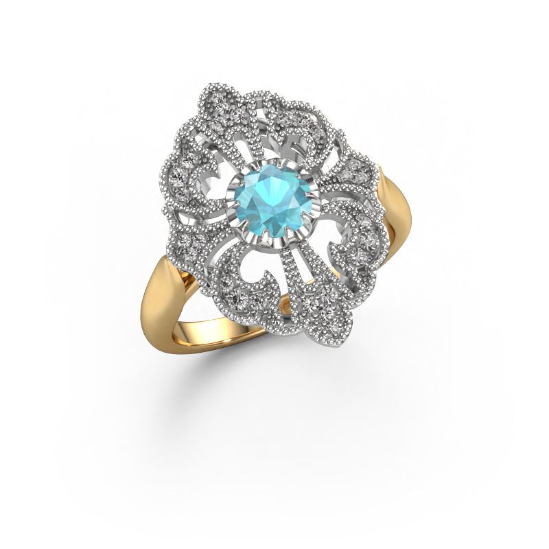 Engagement ring Naida 585 gold blue topaz 5 mm