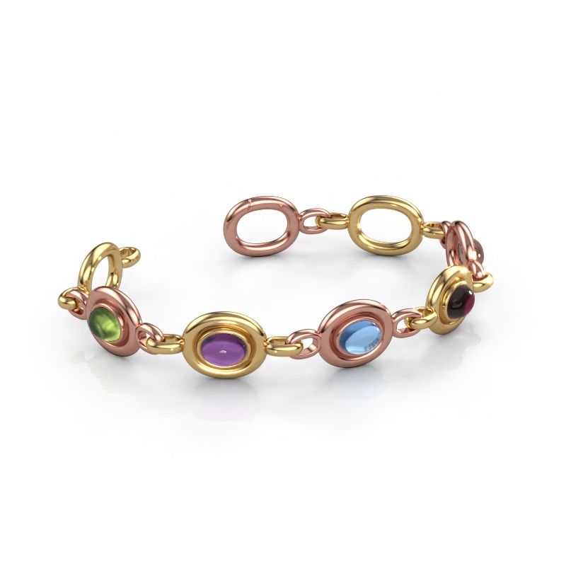Bracelet maillons Maxima 5 585 or rose péridot 8x6 mm