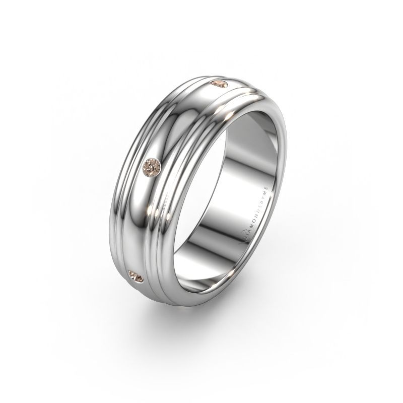 Trouwring WH2236L 950 platina bruine diamant ±6x2.2 mm