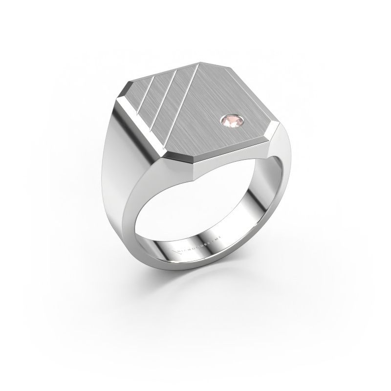 Signet ring Patrick 5 950 platinum morganite champagne 2.5 mm