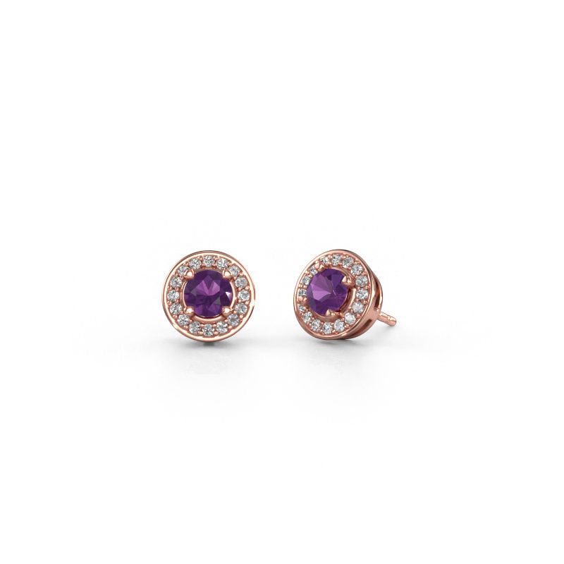 Clous d'oreilles Agaat 585 or rose améthyste 5 mm